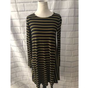 Old Navy Swing Dress Sz S Navy Blue Yellow Long Sl